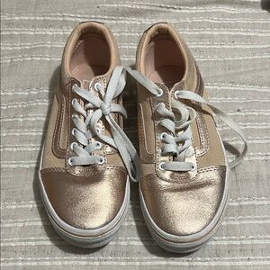 Metallic Rose Gold vans with White Laces